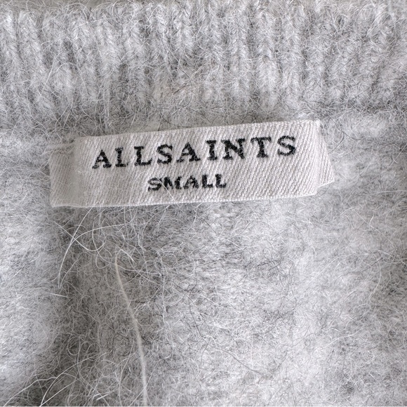 All Saints Alpaca/Wool Blend Mohair Split Logo Sweater Grey Lavender S - Picture 5 of 6